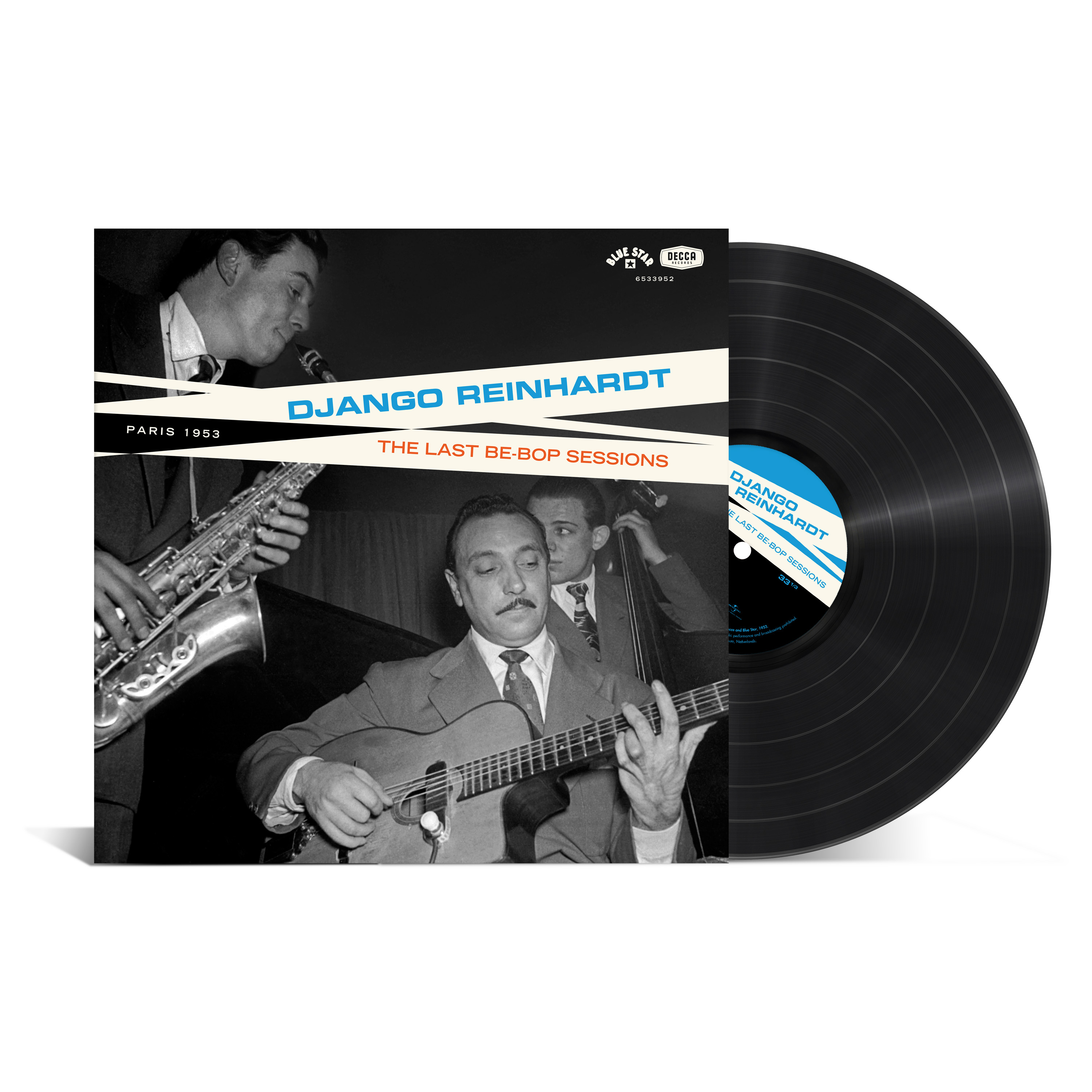 Photo de la couverture et du disque Vinyle 33T Django Reinhardt "The last Be-Bop sessions" (P) & (C) 2024 Decca Records France